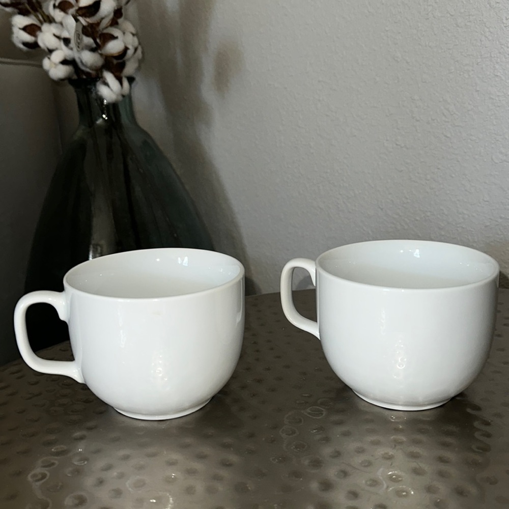 White set of 2 amuse professional grade coffee mugs